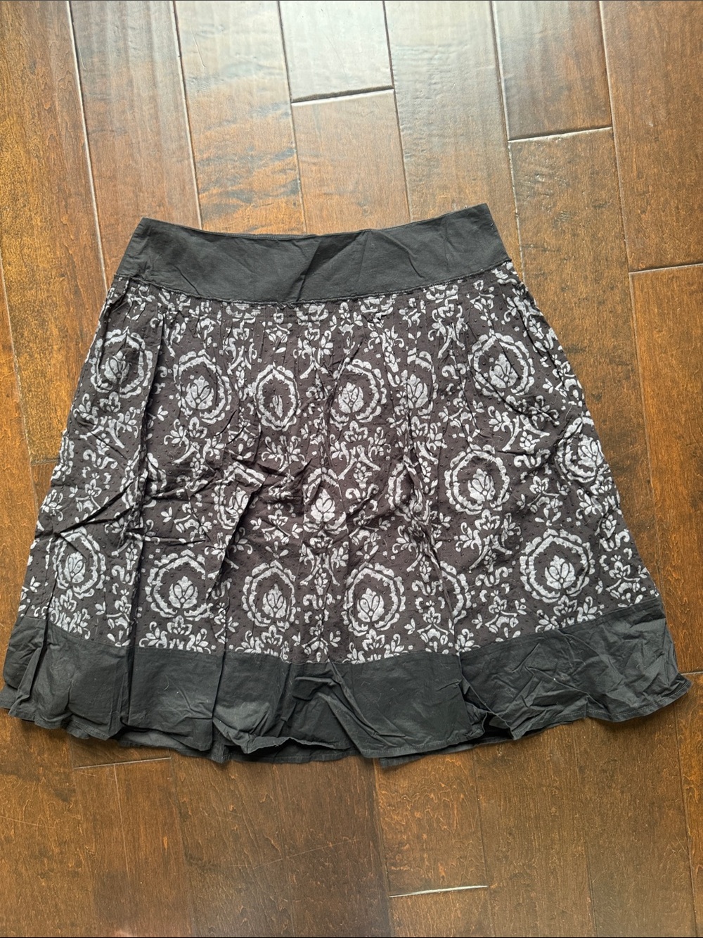 LOFT Black Floral Print Skirt